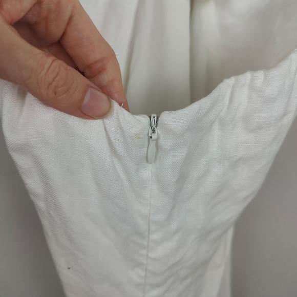 Reformation‎ Dress Womens 2 White Linen Halter Draped Mini Bodycon Preppy - Picture 9 of 13